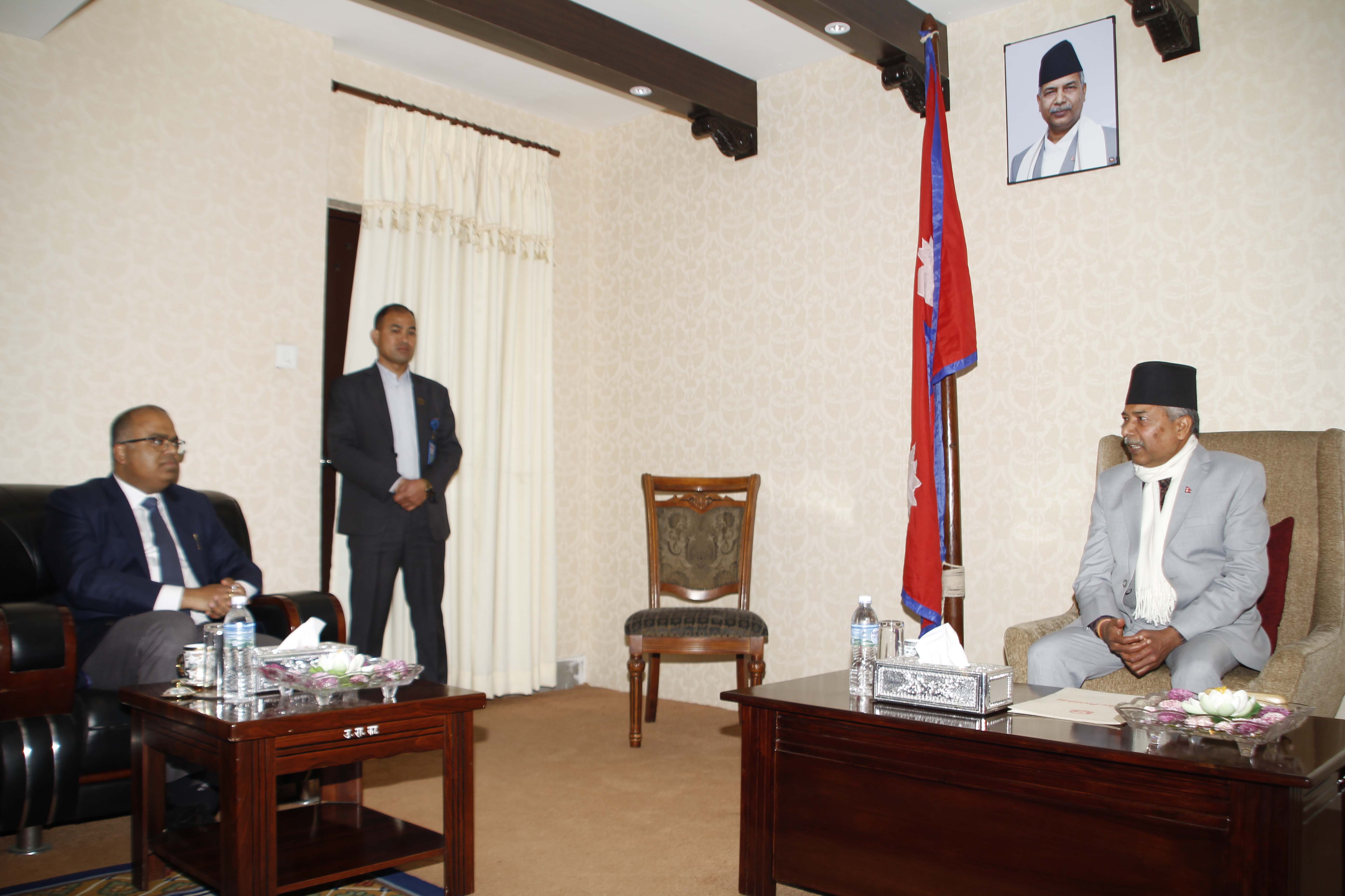 उपराष्ट्रपति यादव र भारतीय निमित्त राजदूत पाण्डेबीच शिष्टाचार भेट